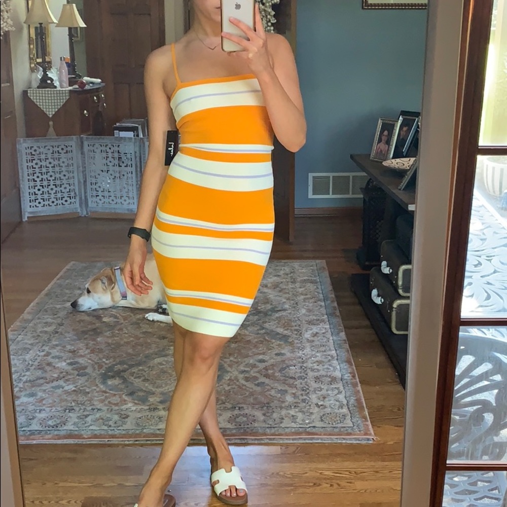 Orange stripe tube dress
